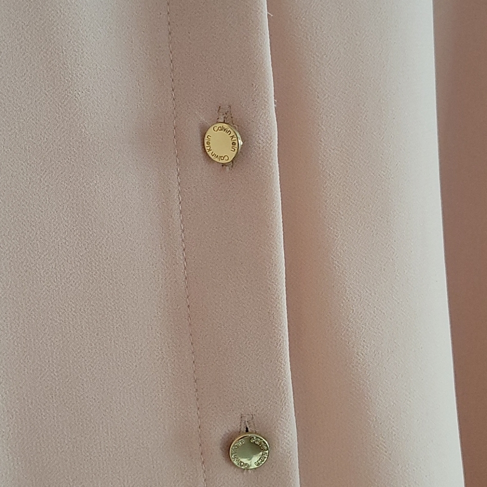 Blush Button Down Blouse With Ruffled Sleeves - image 3